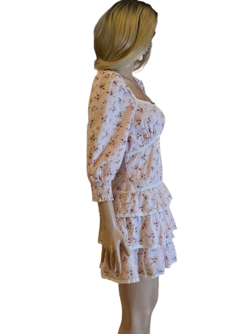 🌸 Lulus Lasting Bliss Pink Floral Ruffled Mini Dress M 🌸 - Picture 8 of 17